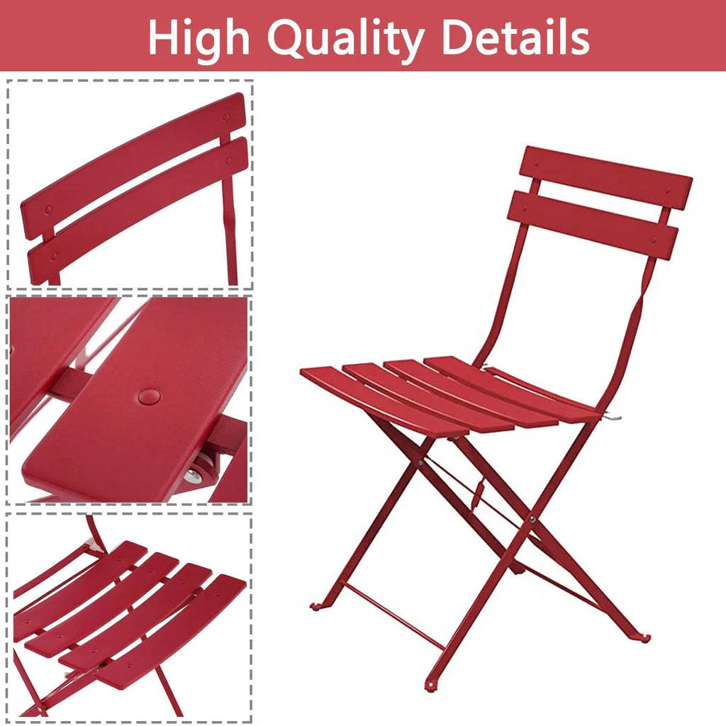 Set bistro pieghevole in metallo da 3 pezzi, set conversazione resistente alle intemperie per esterni/interni, per patio, cortile, giardino