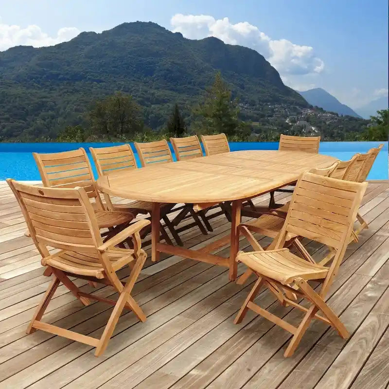 Amazonia Teak Sessa Set da Pranzo Estensibile da Esterno, 13 Pezzi - 13 Pezzi