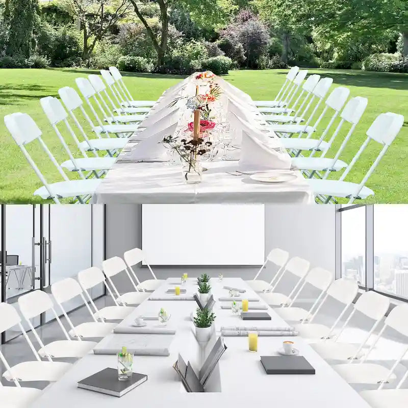 Sedia pieghevole in plastica da 10 pezzi capacità 158 kg per eventi, ufficio, matrimoni, feste, picnic, cucina, sala da pranzo