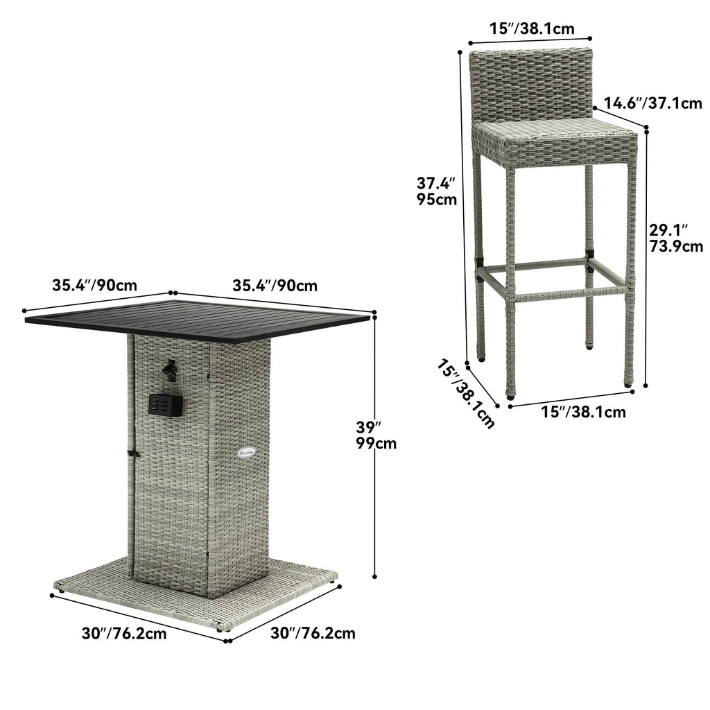 Moasis Set di Mobili da Esterno con Bar in Vimini 5 Pezzi - 5 PZ