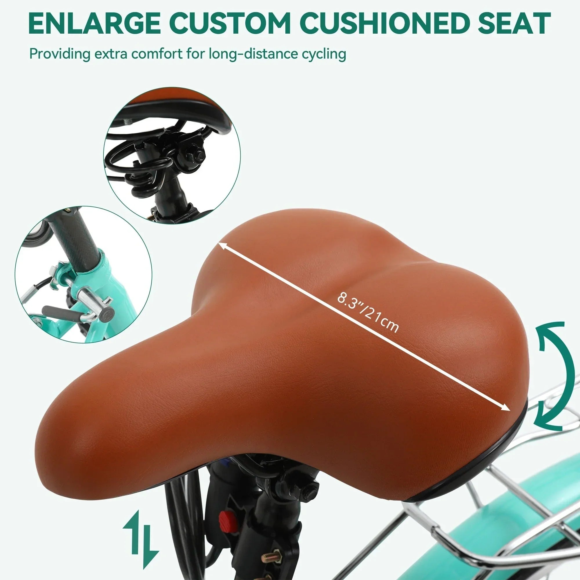 Moasis24/26 Bicicletta Cruiser a 7 velocità Regolabile con Telaio Ribassato, per Pendolari