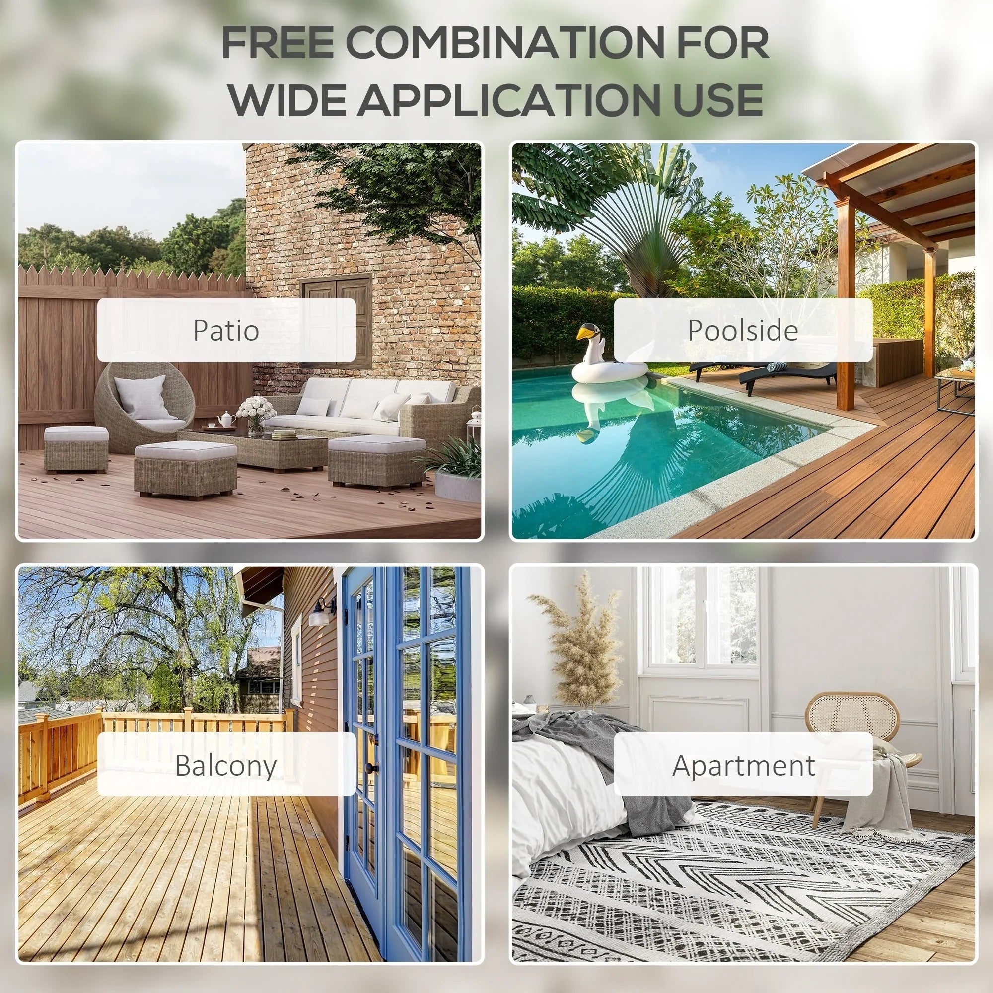 Set di 4 sedie pieghevoli Outsunny per patio, dal design semplice ed elegante, comode per terrazza, giardino, cortile e viaggio