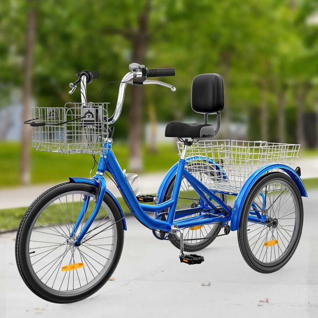 26 Triciclo per adulti Bici a 3 ruote Triciclo a 7 velocità