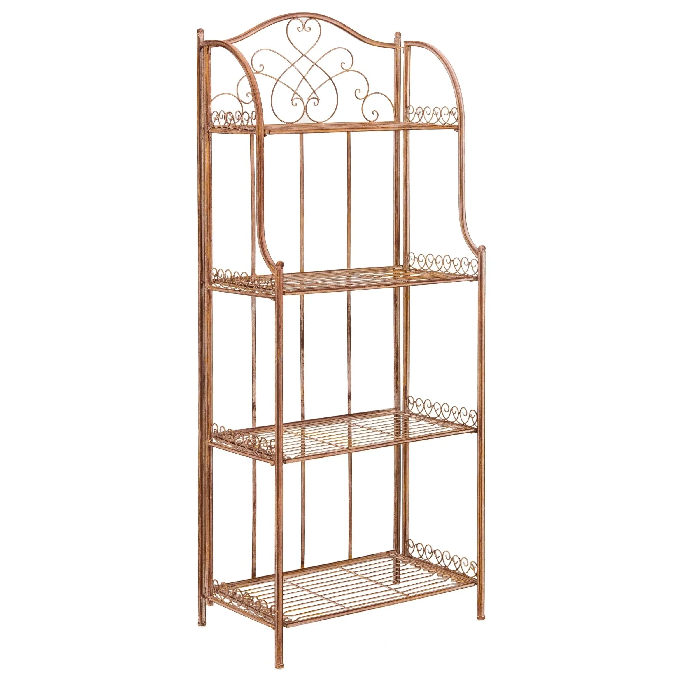 SAFAVIEH Bryn Scaffale da panettiere da esterno a 4 ripiani in ferro battuto vittoriano - 25 pollici L x 15 pollici P x 63 pollici H - 25 L x 15 P x 63 H
