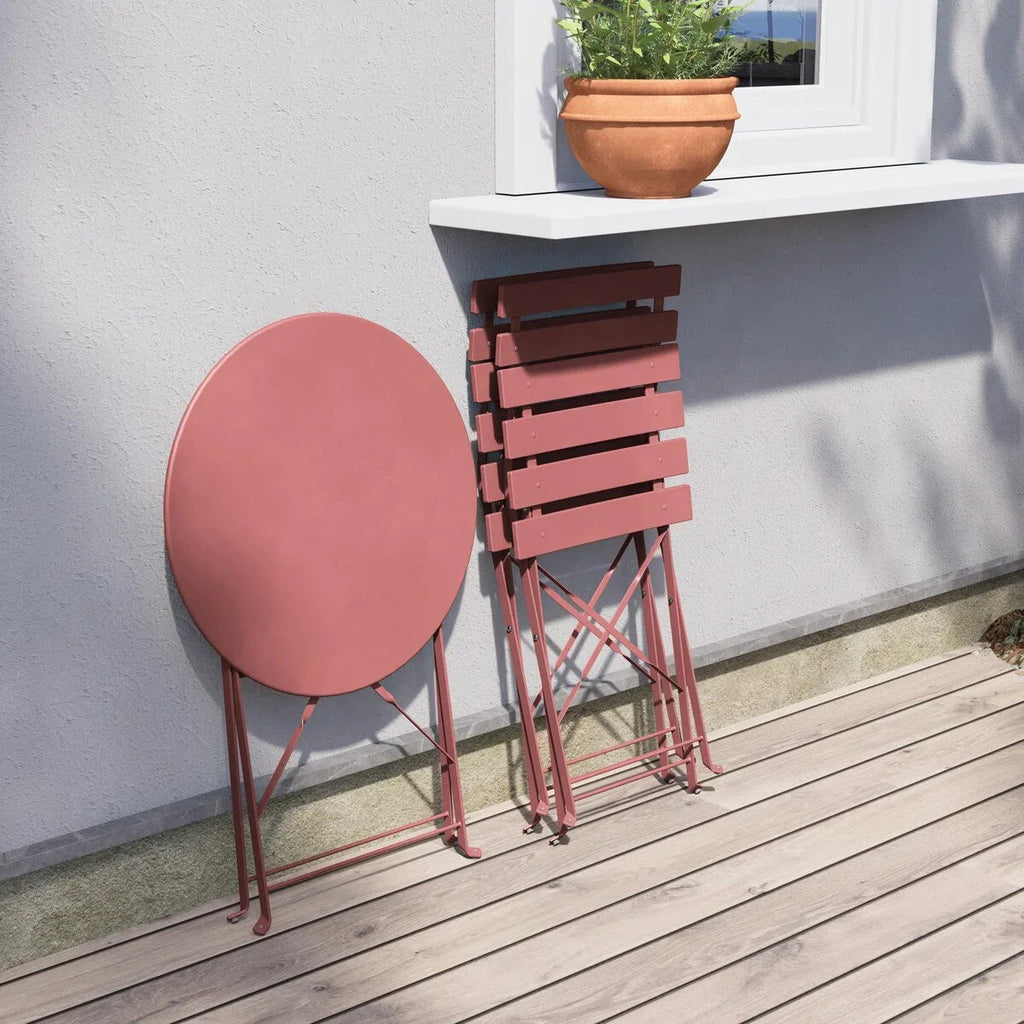 Set bistro pieghevole in metallo da 3 pezzi, set conversazione resistente alle intemperie per esterni/interni, per patio, cortile, giardino