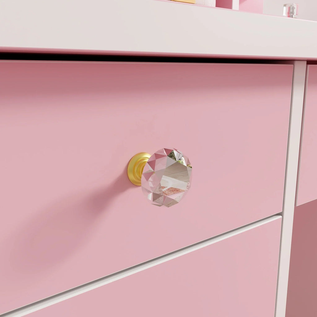 Tavolo da Trucco con Luci a LED, Specchio e Sgabello