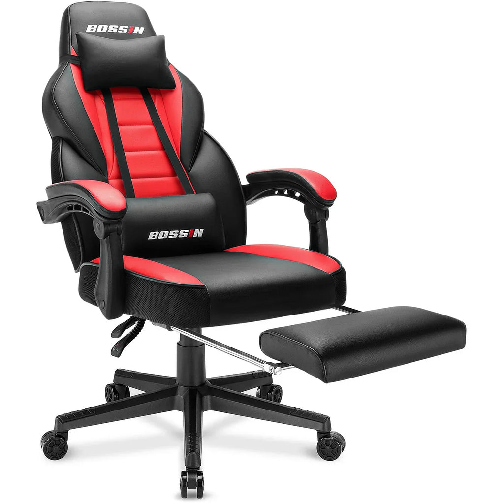 Sedia da gaming BOSSIN Racing Style, sedia da gamer per persone robuste fino a 136 kg, sedia da computer con schienale alto