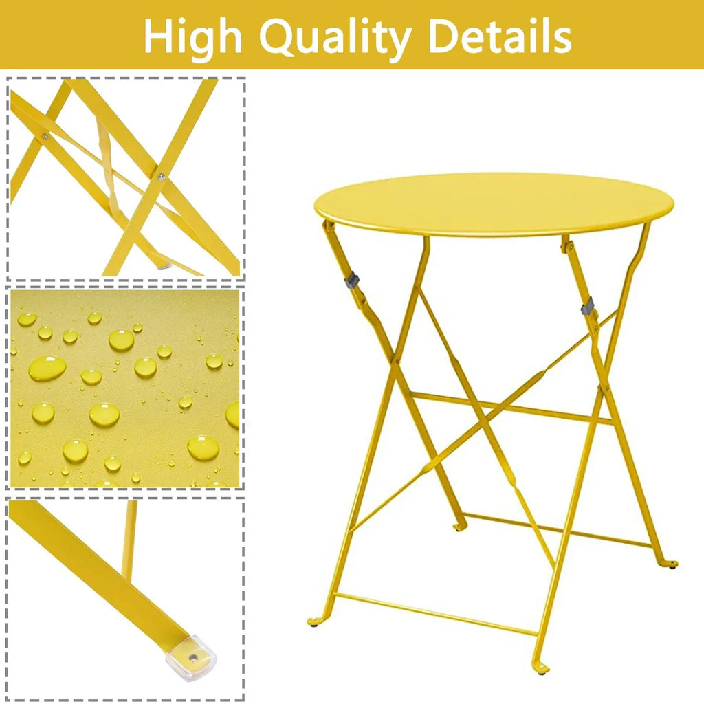 Set bistro pieghevole in metallo da 3 pezzi, set conversazione resistente alle intemperie per esterni/interni, per patio, cortile, giardino