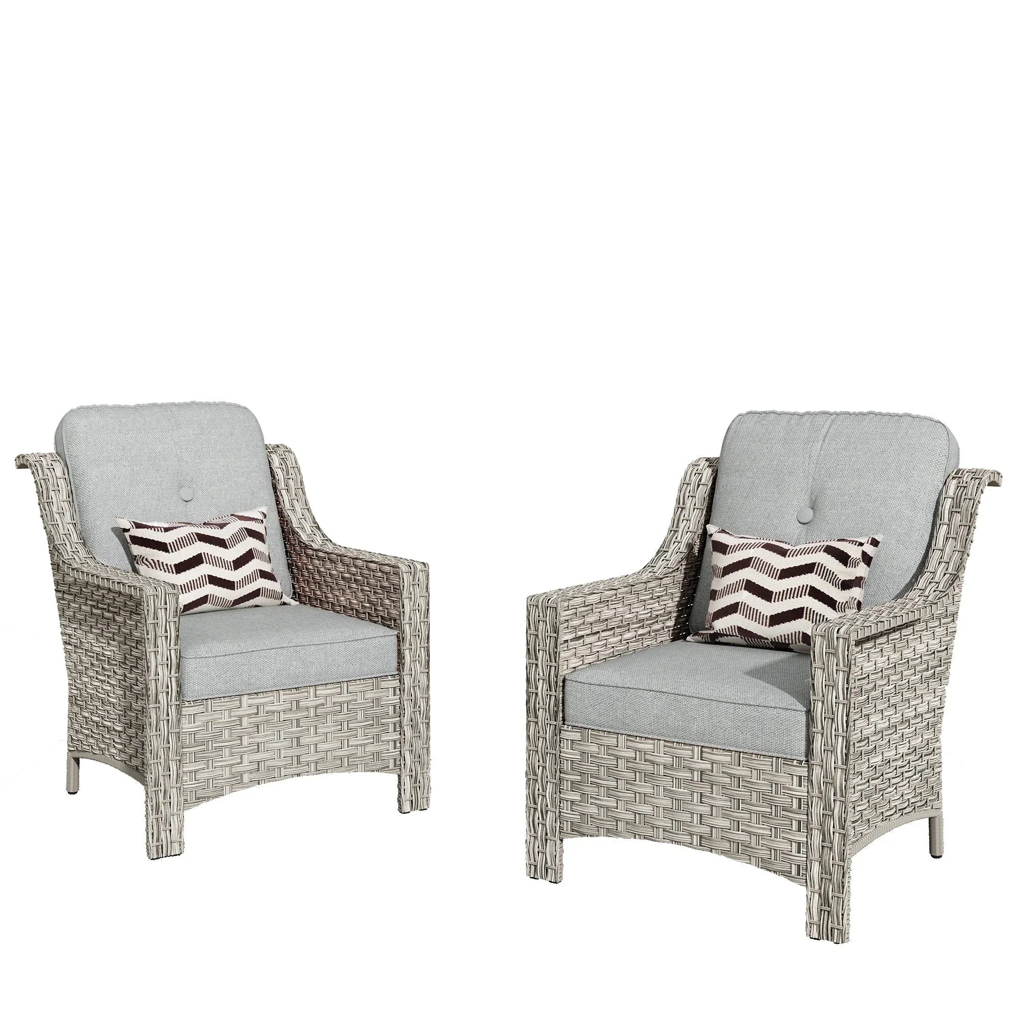 HOOOWOOO, Set di 2 Sedie da Esterno in Rattan Intrecciato con Schienale Alto