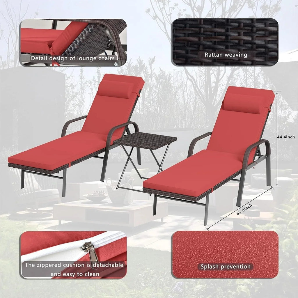 Set di 3 Chaise Lounge da Esterno Kullavik