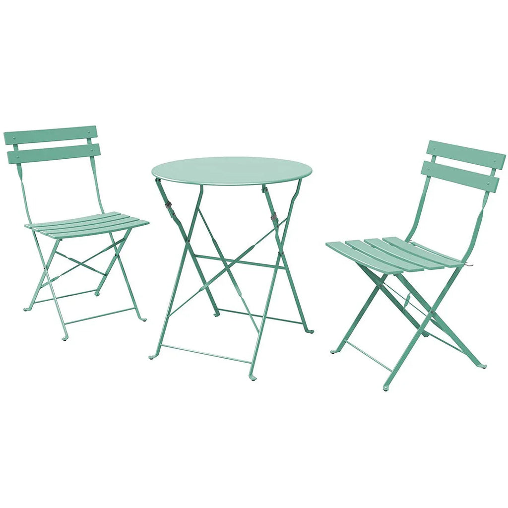 Set bistro pieghevole in metallo da 3 pezzi, set conversazione resistente alle intemperie per esterni/interni, per patio, cortile, giardino