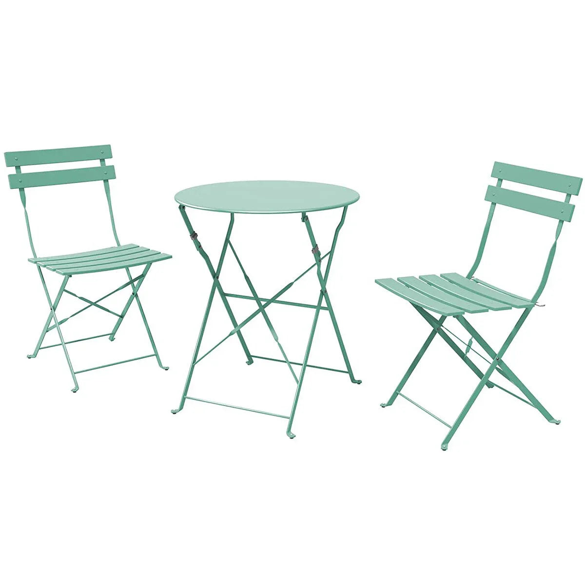 Set bistro pieghevole in metallo da 3 pezzi, set conversazione resistente alle intemperie per esterni/interni, per patio, cortile, giardino