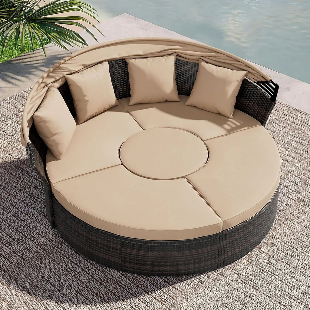 Set da salotto/giorno per esterni a 4 o 5 pezzi Nuon in vimini con tettuccio di Havenside Home