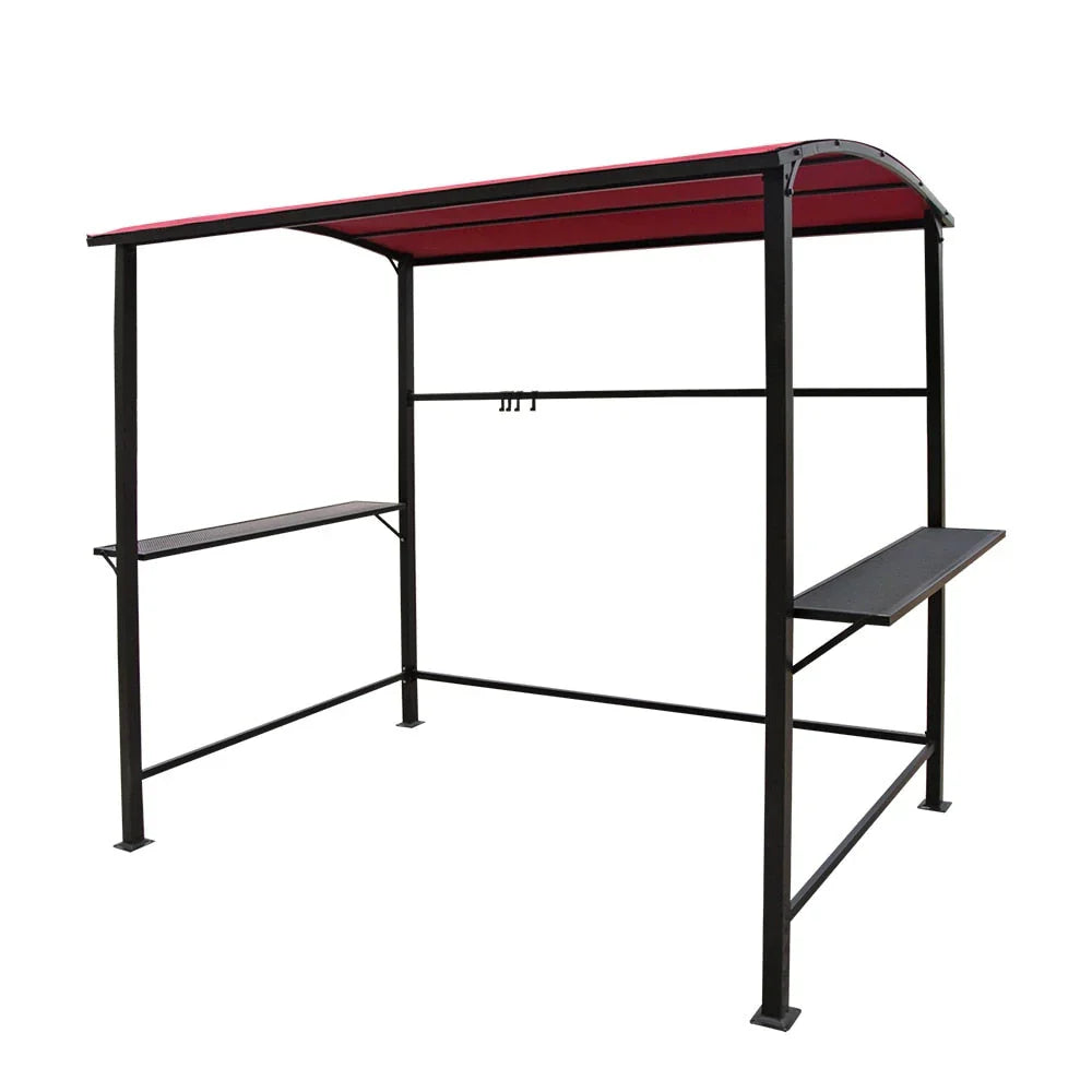 Gazebo da esterno con struttura in acciaio 1,5 x 2,4 m con tettoia per barbecue