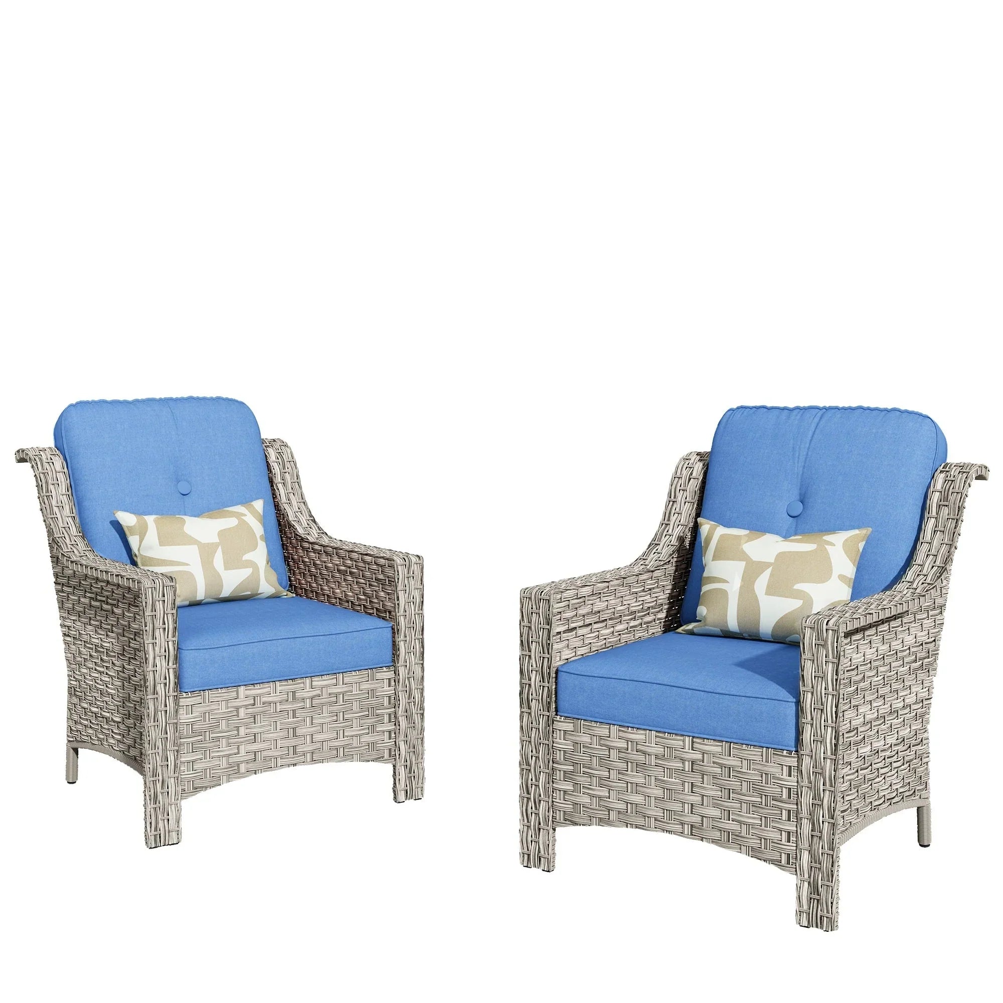 HOOOWOOO, Set di 2 Sedie da Esterno in Rattan Intrecciato con Schienale Alto
