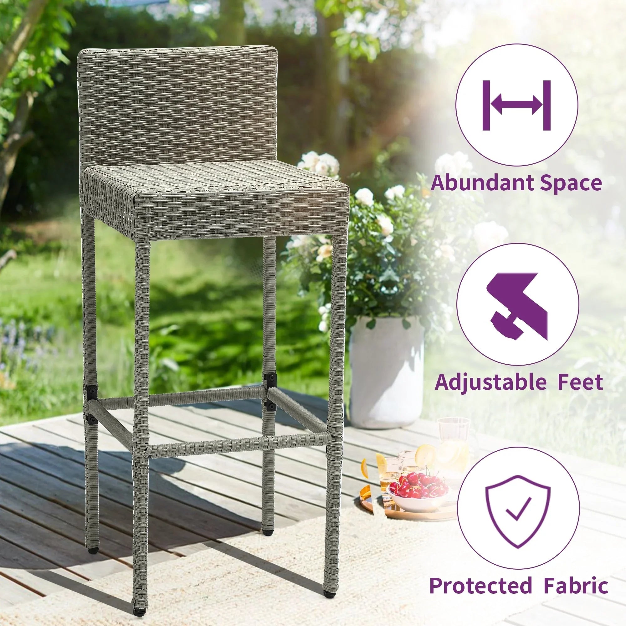 Moasis Set di Mobili da Esterno con Bar in Vimini 5 Pezzi - 5 PZ