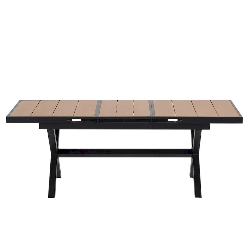 Set da pranzo da esterno allungabile a 7 pezzi con tavolo allungabile e 6 sedie con braccioli