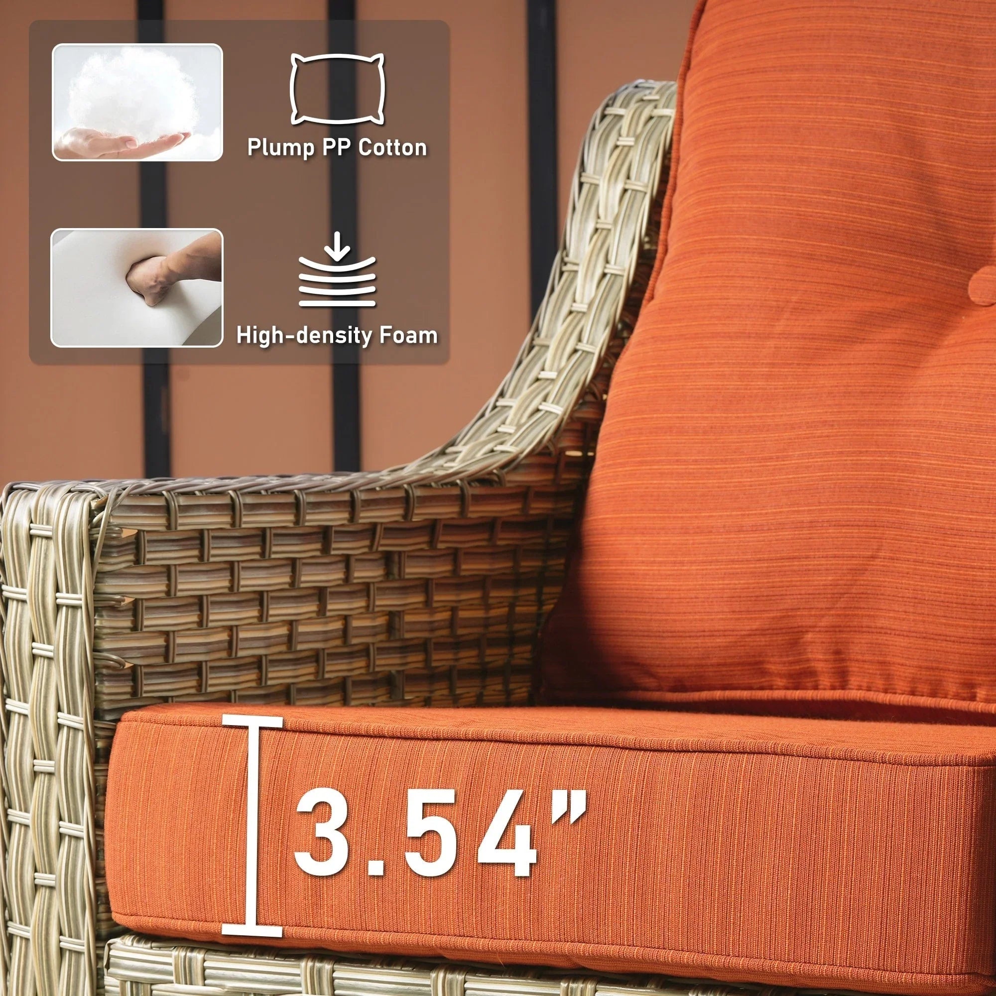 HOOOWOOO, Set di 2 Sedie da Esterno in Rattan Intrecciato con Schienale Alto