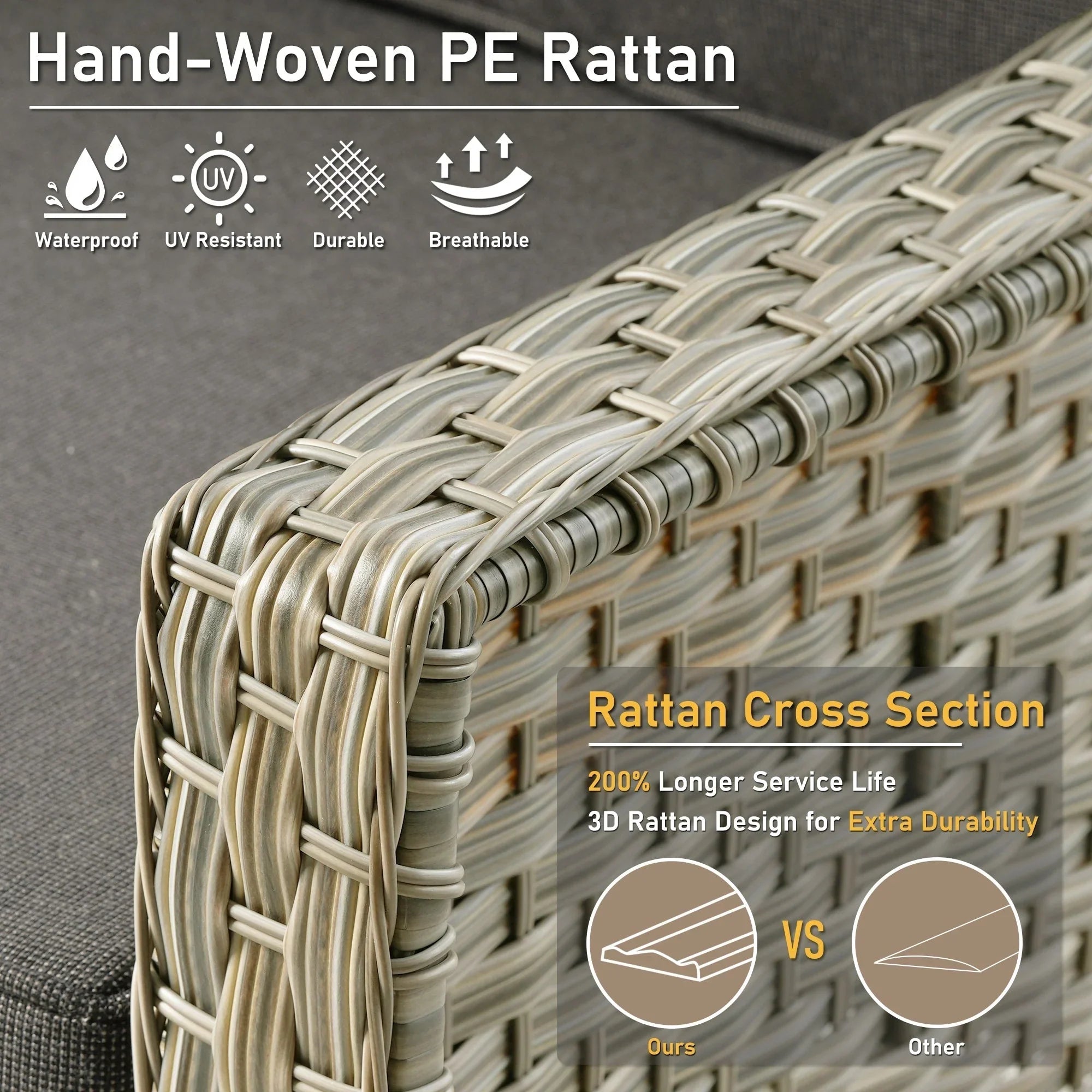 HOOOWOOO, Set di 2 Sedie da Esterno in Rattan Intrecciato con Schienale Alto