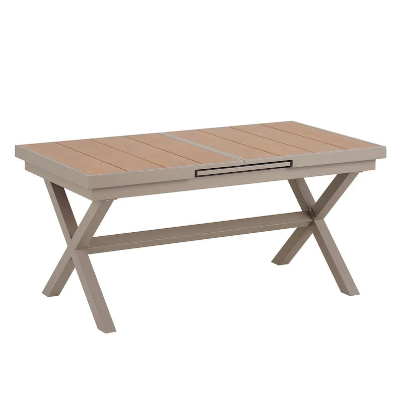Set da pranzo da esterno allungabile a 7 pezzi con tavolo allungabile e 6 sedie con braccioli