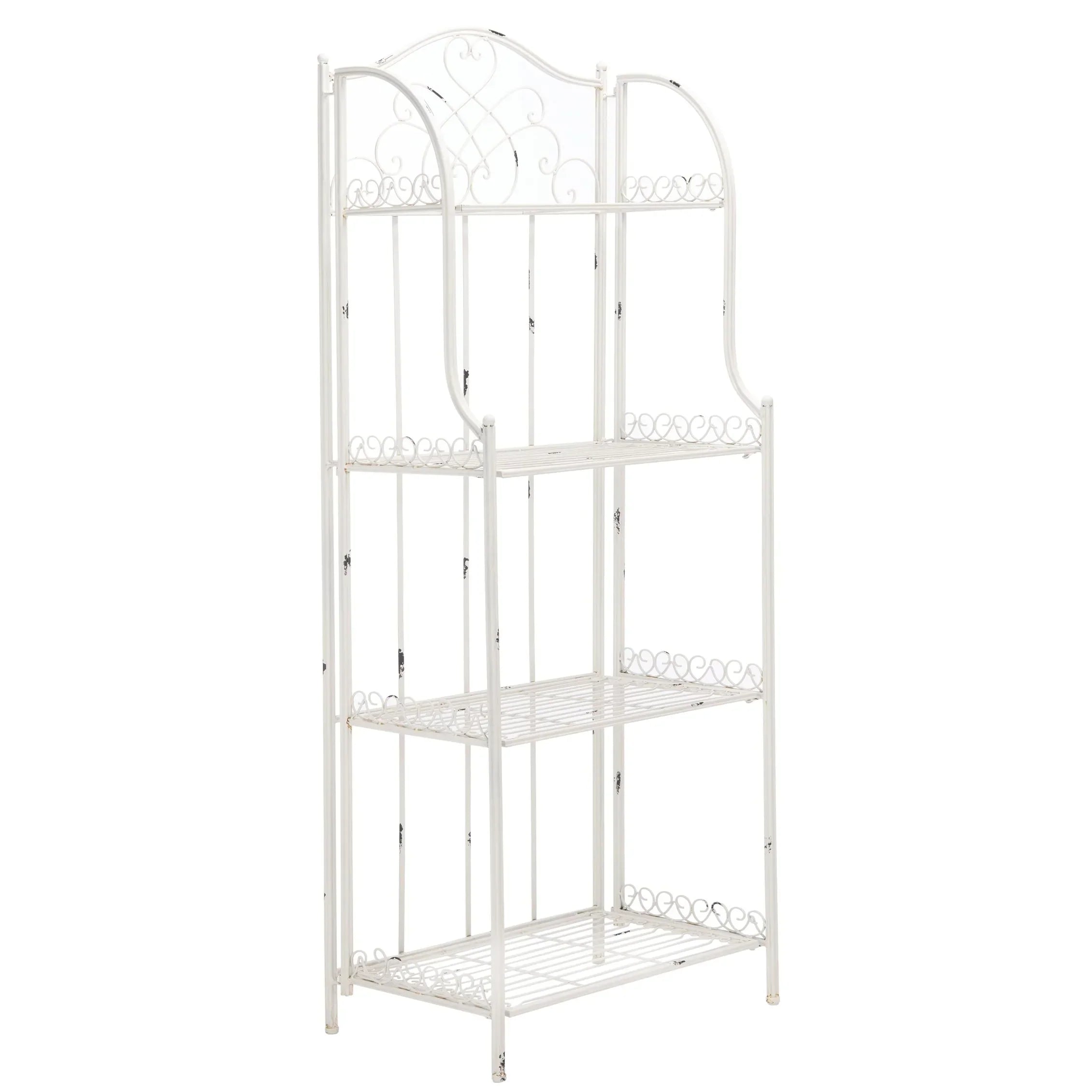 SAFAVIEH Bryn Scaffale da panettiere da esterno a 4 ripiani in ferro battuto vittoriano - 25 pollici L x 15 pollici P x 63 pollici H - 25 L x 15 P x 63 H