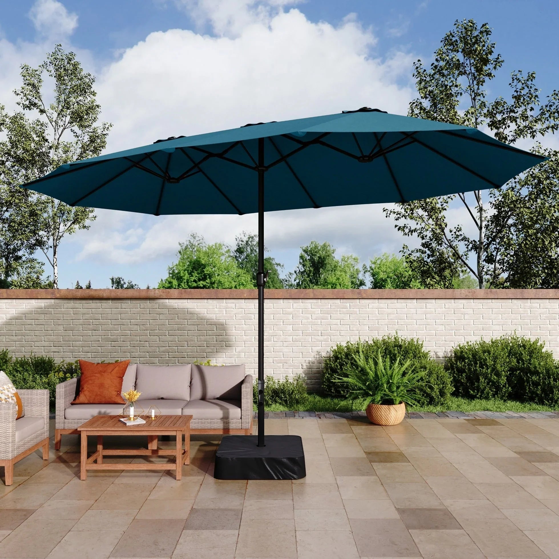 MAISON ARTS Ombrellone Doppio da 4,5 m, Extra Large, per Patio, con Base Inclusa