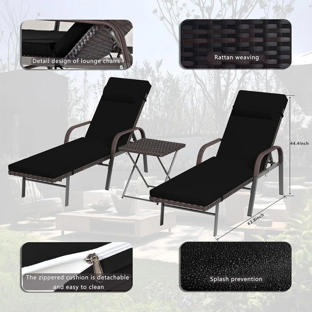 Set di 3 Chaise Lounge da Esterno Kullavik