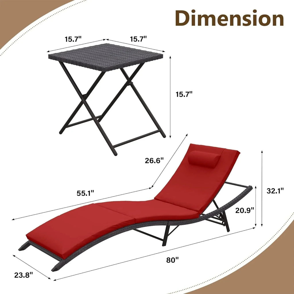 Set di 3 Chaise Lounge da Esterno Kullavik