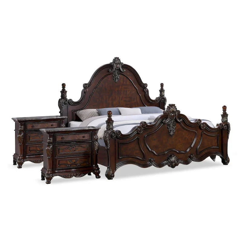 Furniture of America Eugene Set Camera da Letto Tradizionale 3 Pezzi in Legno di Ciliegio Scuro con Pannelli