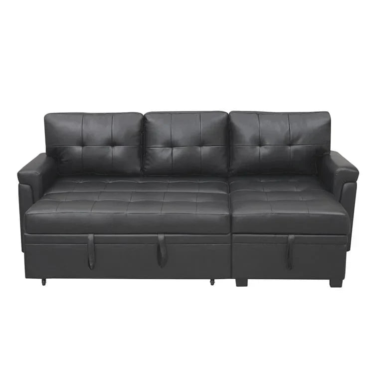 Divano componibile convertibile reversibile con letto estraibile, chaise longue con contenitore nascosto e gambe durevoli