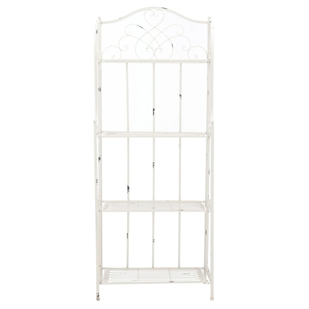 SAFAVIEH Bryn Scaffale da panettiere da esterno a 4 ripiani in ferro battuto vittoriano - 25 pollici L x 15 pollici P x 63 pollici H - 25 L x 15 P x 63 H