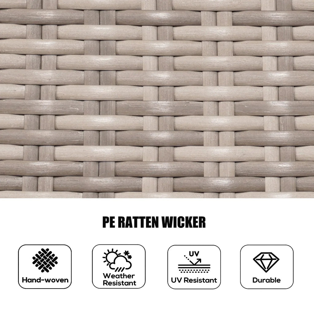Set da pranzo rotondo da esterno in 7 pezzi in vimini di rattan con cuscini di Moda Furnishings