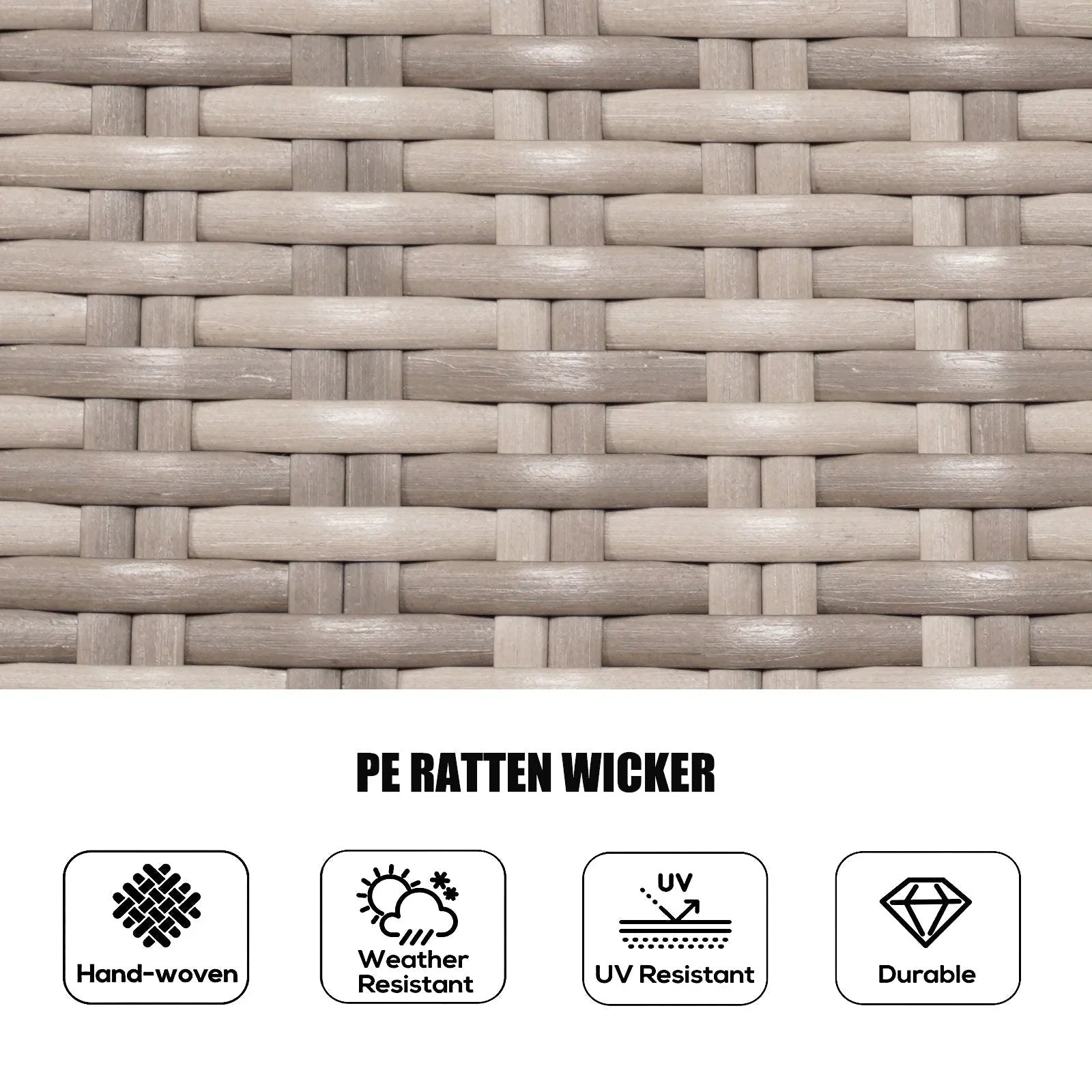 Set da pranzo rotondo da esterno in 7 pezzi in vimini di rattan con cuscini di Moda Furnishings