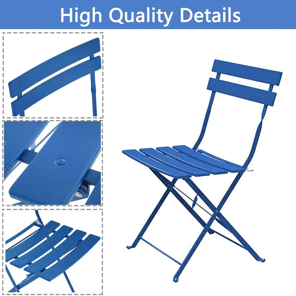 Set bistro pieghevole in metallo da 3 pezzi, set conversazione resistente alle intemperie per esterni/interni, per patio, cortile, giardino