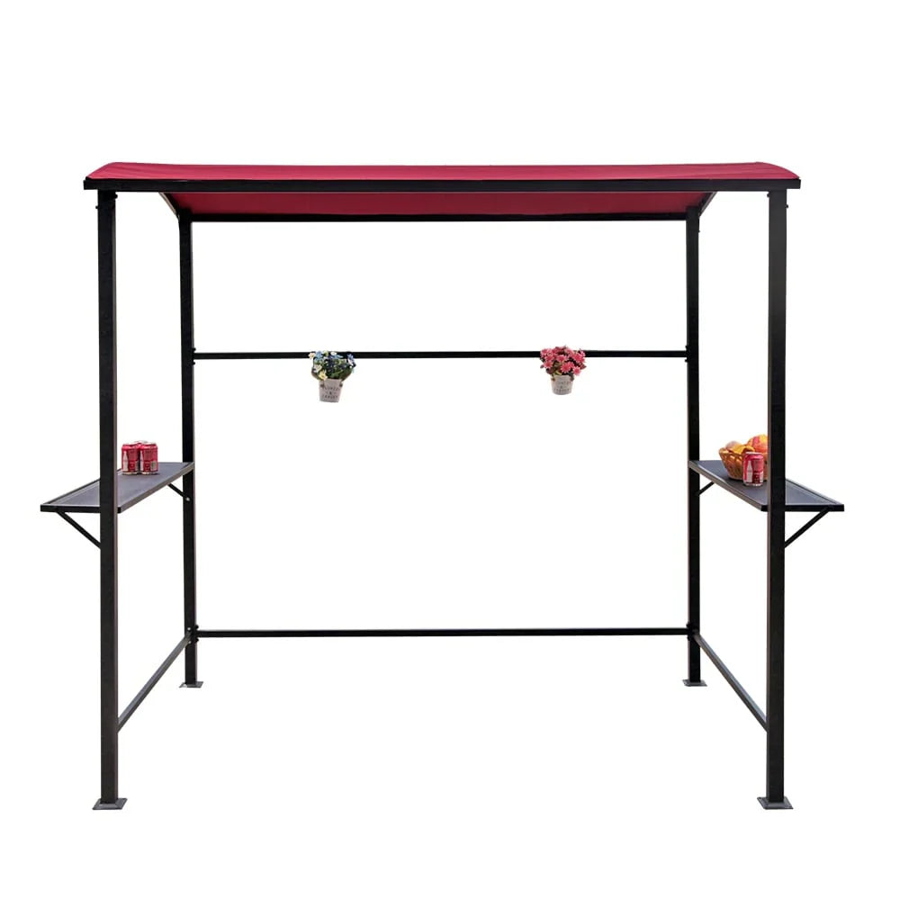 Gazebo da esterno con struttura in acciaio 1,5 x 2,4 m con tettoia per barbecue