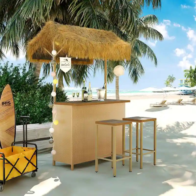 Set da patio stile hawaiano ad altezza bancone