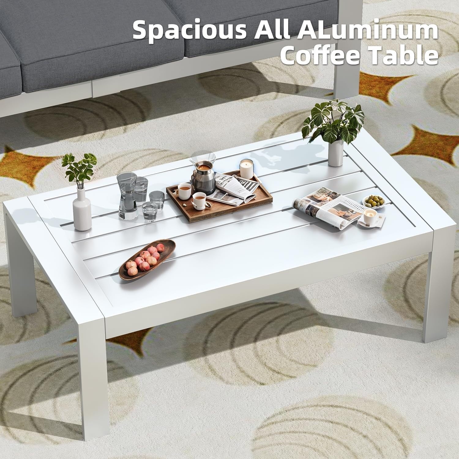 AECOJOY Set di mobili da giardino a 7 pezzi in alluminio Set da conversazione per esterni