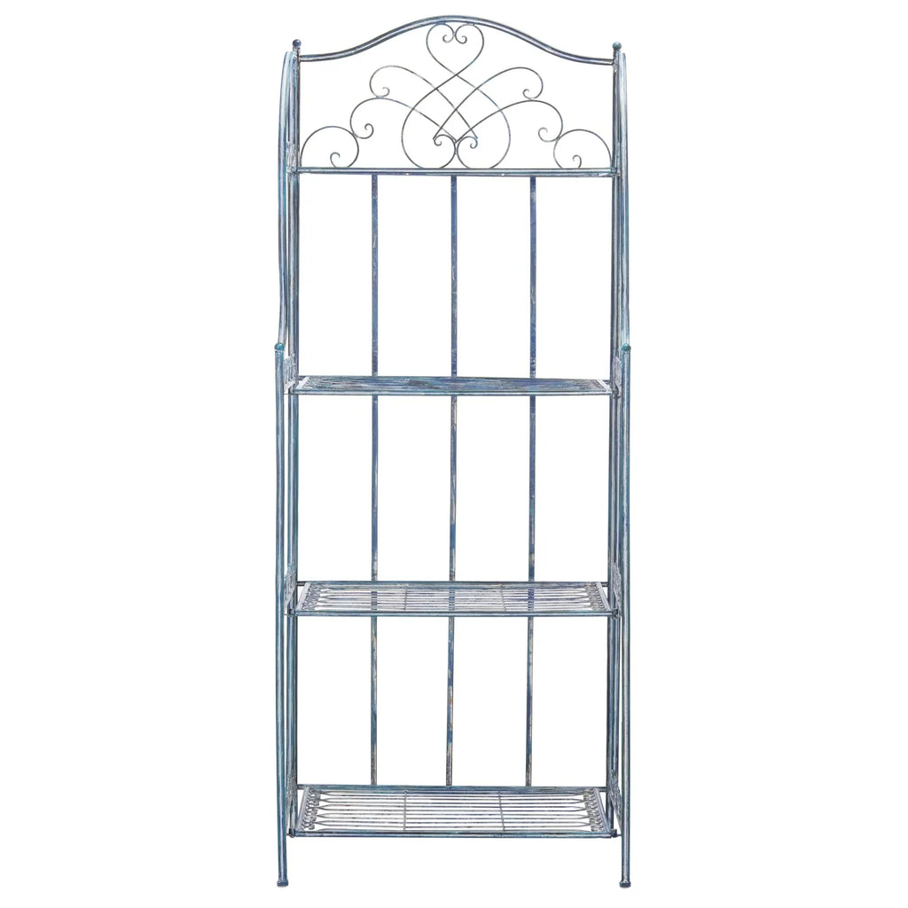 SAFAVIEH Bryn Scaffale da panettiere da esterno a 4 ripiani in ferro battuto vittoriano - 25 pollici L x 15 pollici P x 63 pollici H - 25 L x 15 P x 63 H