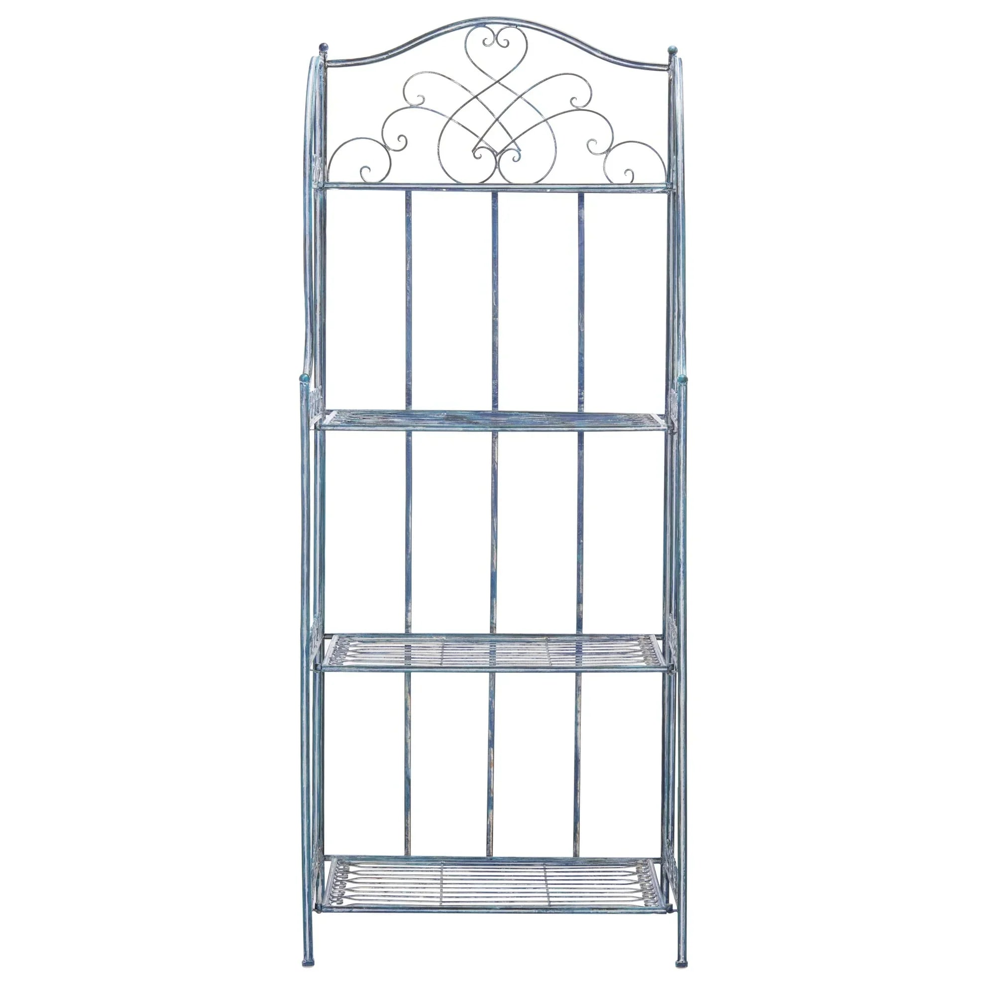 SAFAVIEH Bryn Scaffale da panettiere da esterno a 4 ripiani in ferro battuto vittoriano - 25 pollici L x 15 pollici P x 63 pollici H - 25 L x 15 P x 63 H