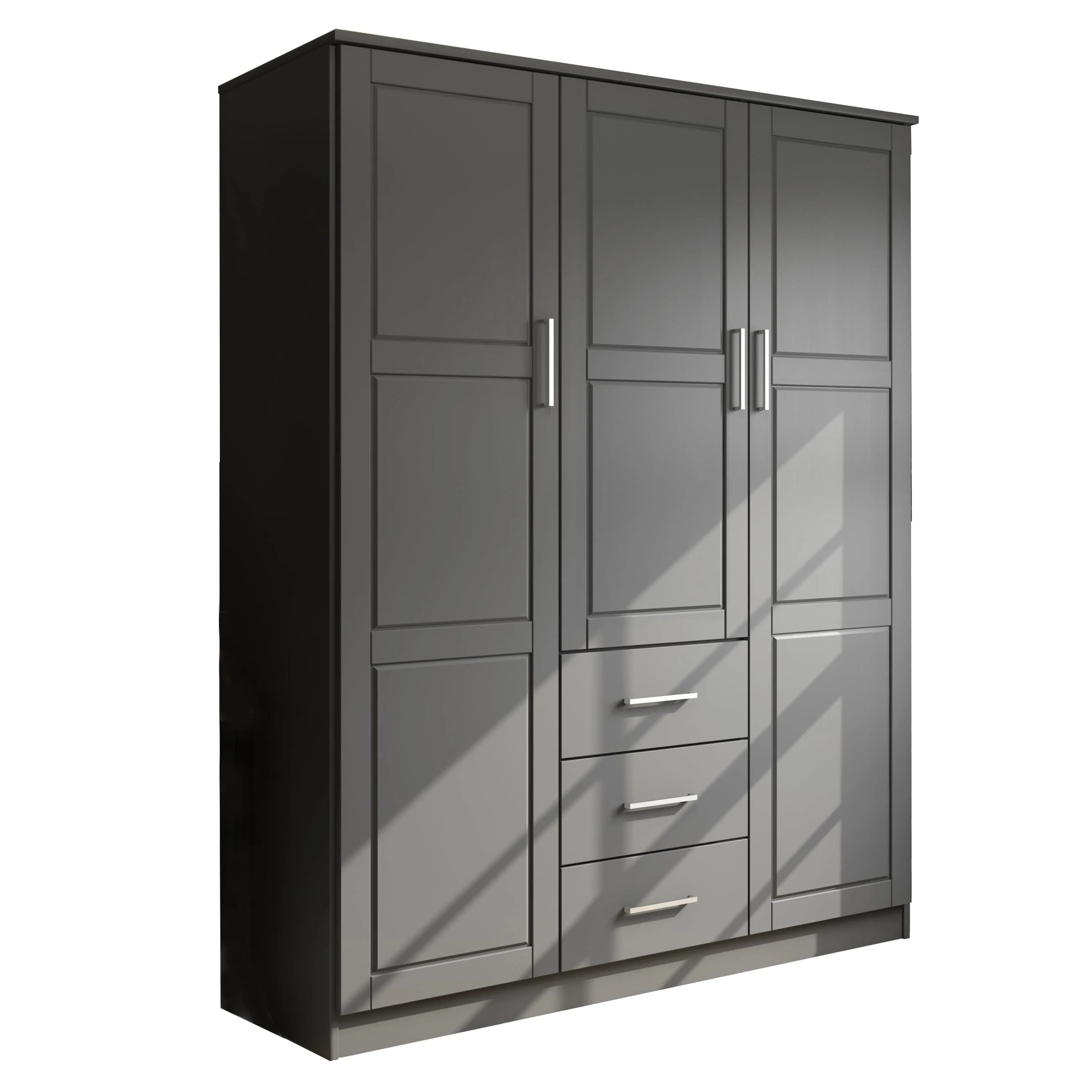 Palace Imports Armadio a 3 ante Cosmo 100% legno massello con ante in legno massello o a specchio