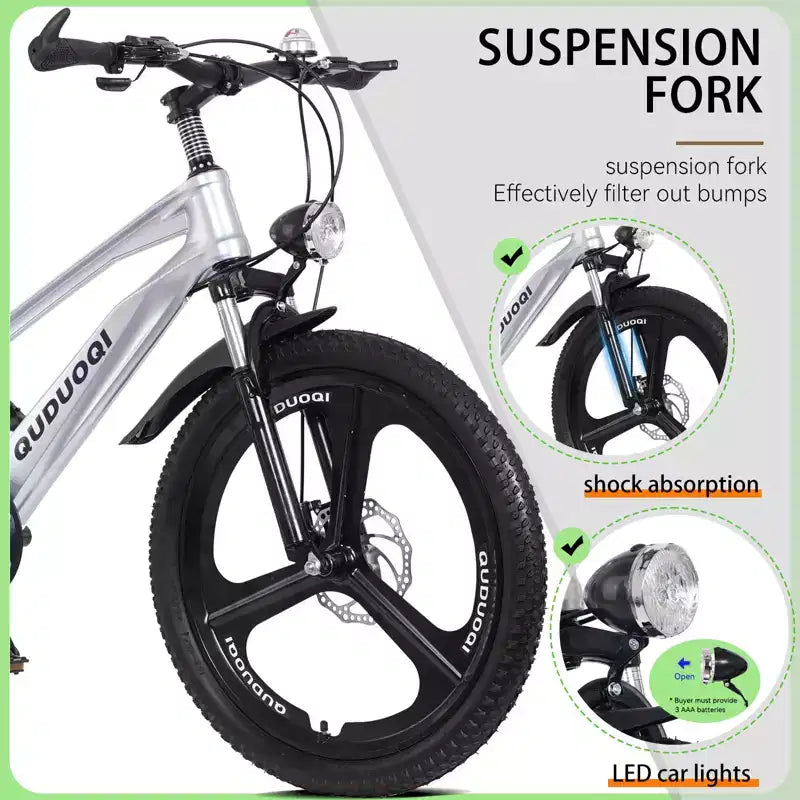 NAYSAYE Bicicletta da montagna per bambini da 20 pollici con trasmissione a 7 velocità e telaio in lega di magnesio per ragazzi e ragazze di età 8-12 anni, 57.09*21.65*29.92