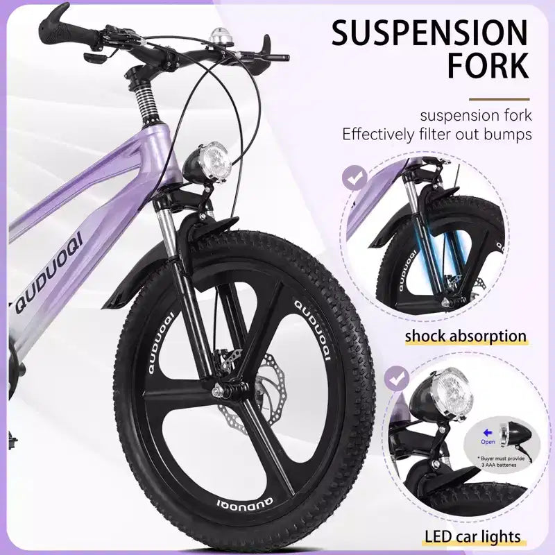NAYSAYE Bicicletta da montagna per bambini da 20 pollici con trasmissione a 7 velocità e telaio in lega di magnesio per ragazzi e ragazze di età 8-12 anni, 57.09*21.65*29.92