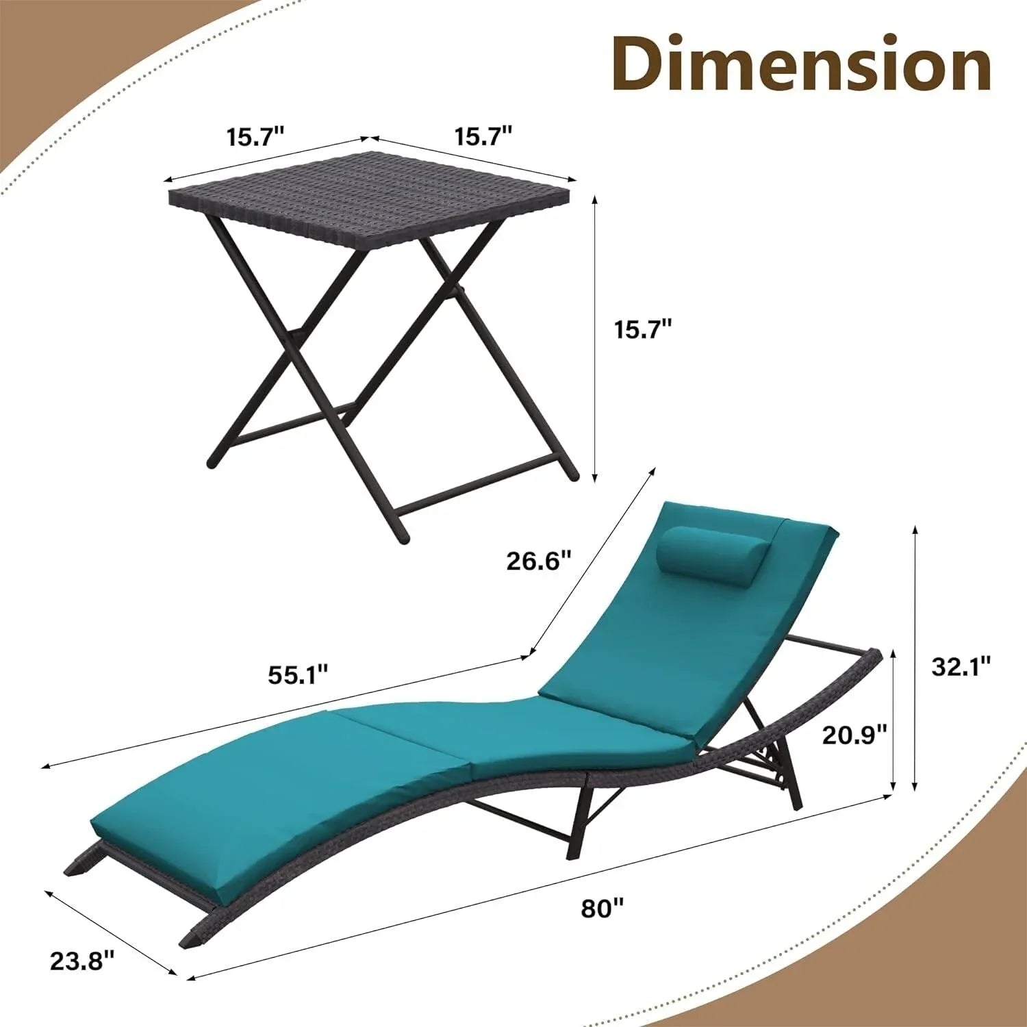 Set di 3 Chaise Lounge da Esterno Kullavik