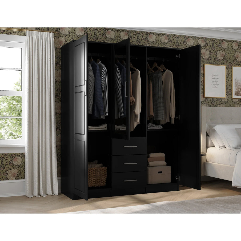 Palace Imports Armadio a 3 ante Cosmo 100% legno massello con ante in legno massello o a specchio