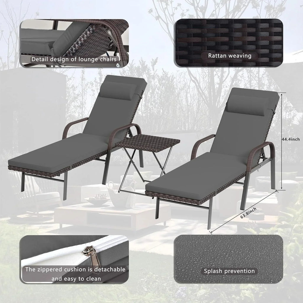 Set di 3 Chaise Lounge da Esterno Kullavik