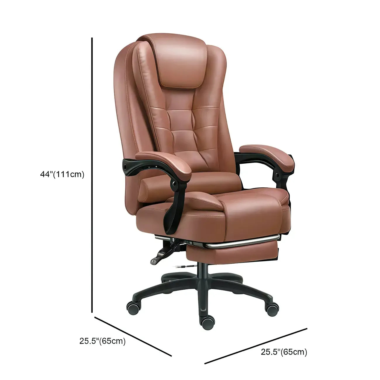 Sedia da ufficio girevole ergonomica in pelle nera con poggiapiedi