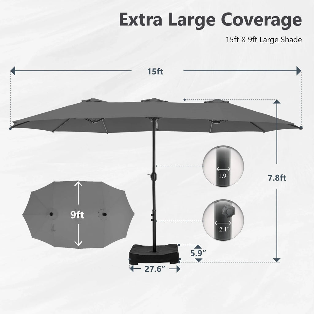 MAISON ARTS Ombrellone Doppio da 4,5 m, Extra Large, per Patio, con Base Inclusa