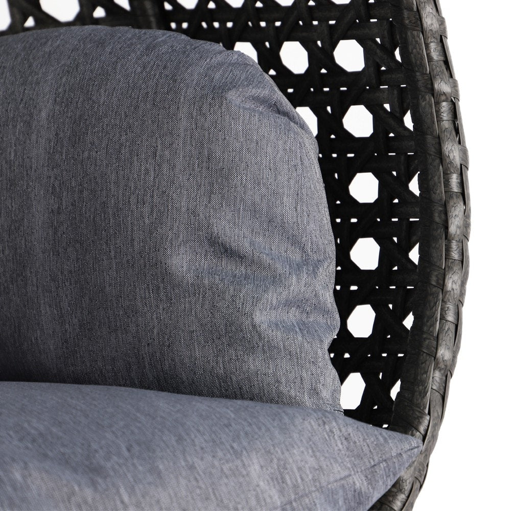 LeisureMod Sedia a Uovo Sospesa per 2 Persone con Supporto - Dondolo Pensile per Esterni/Interni in Rattan Intrecciato con Cuscini