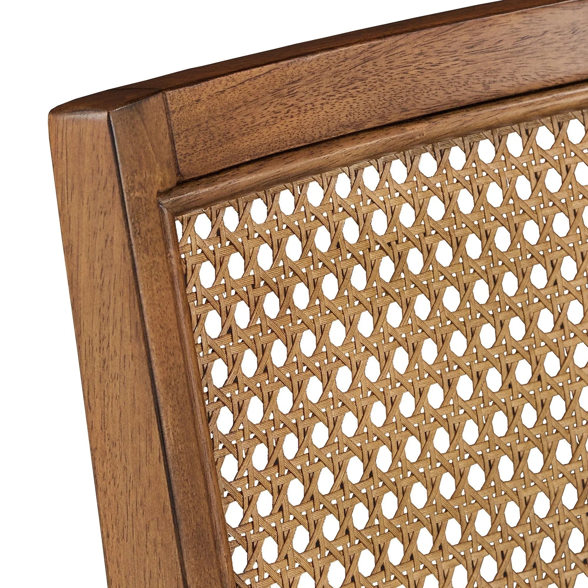 Sedie da pranzo Ronda in lino beige con schienale in rattan (set da 2)