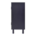 2-Door Cabinet with Woven Rattan Panels – Acacia Wood, Indonesian Craft, 2 Shelves